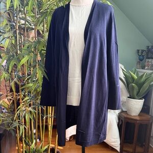 Navy Blue Open Front Cardigan